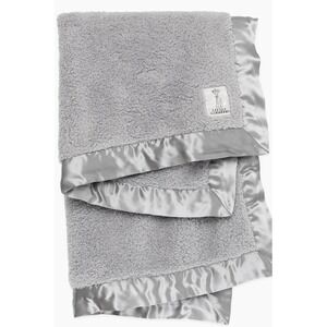 Little Giraffe Chenille Baby Blanket Silver Satin Trim Plush Luxury